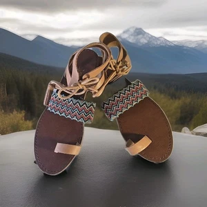 Brass Gladiator Sandals Multi-Color Women's Size 9 - Picture 1 of 13