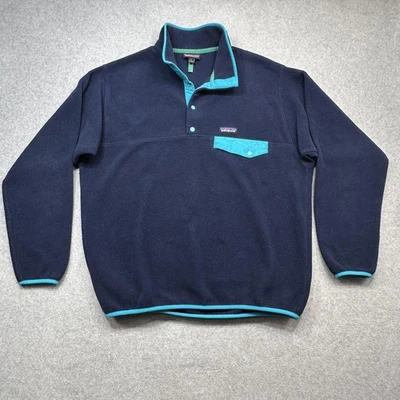 Patagonia Lightweight Synchilla Snap T Fleece Pullover Mens Large Navy Outdoor - Image 1 of 4