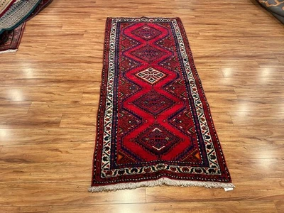 Hand-Knotted Wool Runner Rug 3x6 – Red Geometric Pattern – Handmade Carpet - Image 1 of 4