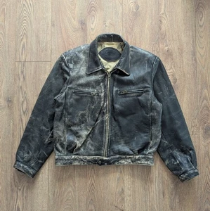 Vintage Trapper Giacca in pelle da uomo con cool graffi abbigliamento moto - Foto 1 di 24