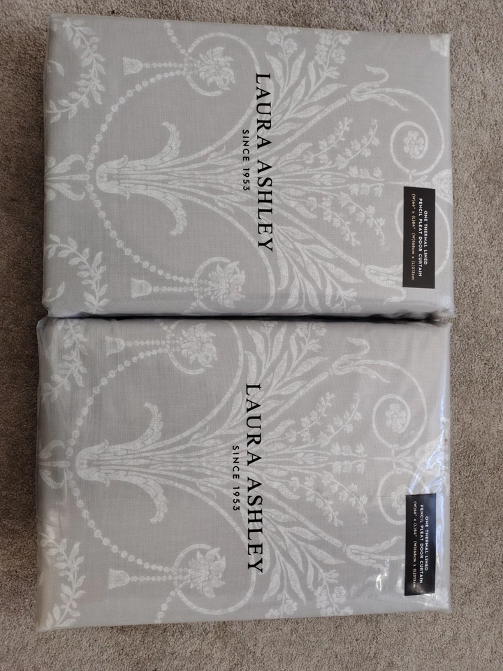 NEW Laura Ashley Josette Pencil Pleat Thermal Lined Curtains Dove Grey W66" L84" - Image 1 of 1
