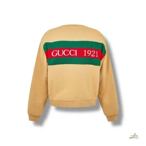 Felpa Gucci Web Jersey - Cotone beige, girocollo, taglia M - Foto 1 di 8