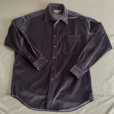 Polo Ralph Lauren Shirt Mens Large Navy Lowell Sport Velvet Velour Button Up - Image 1 of 4