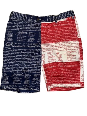 Loudmouth Golf Shorts July 4th Declaration of Independence Red White Blue Sze 36 - Image 1 of 4