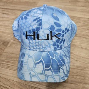 HUK Fishing Hat Cap L/XL Stretch Fit Blue Aqua Kryptek Performance Wicking - Picture 1 of 3