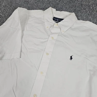 Camisa Polo Ralph Lauren Calce Clásico Blanca Manga Corta Con Botones Para Hombres XL Foto 1 de 4