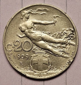 1909 ITALY 20 CENTESIMI (HIGH GRADE!) - Picture 1 of 2
