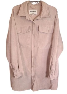 Reserve Fairfax Corduroy Shirt Dress Women Medium Oversized Pink Pocket Casual - Picture 1 of 5