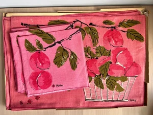 Vintage Vera Neumann Tischset Serviette 8 Stück rosa Früchte im Originalkarton - Bild 1 von 9