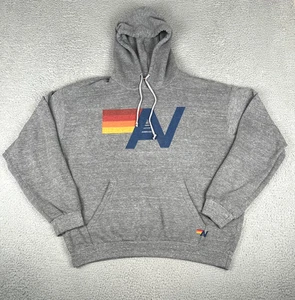 Aviator Nation Logo Pullover Relaxed Hoodie Size XL Heather Gray Big Stripe Logo - Picture 1 of 12