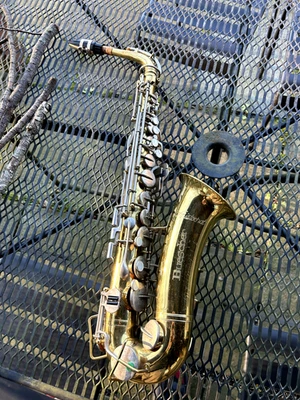 Saxofón alto Buescher Aristocrat estuche rígido vintage, boquilla, S-33 Foto 1 de 4