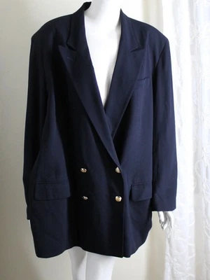 Blazer chique Ralph Lauren tamanho 22W 2X 22 W vintage azul marinho lã DB - Imagem 1 de 4