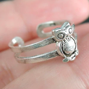 925 Sterling Silver Owl Design ADJUSTABLE TOE RING, Size G-UK, 3.5-USA - Picture 1 of 5
