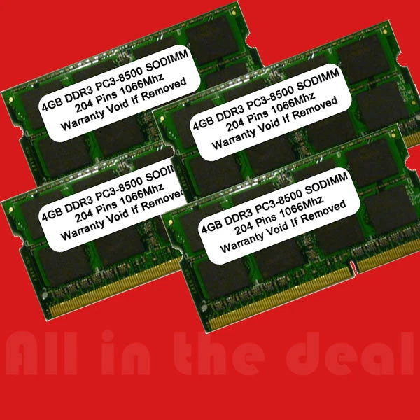 16GB 4X 4GB PC3-8500 1066MHz DDR3 APPLE RAM MEMORY NEW - Image 1 of 1