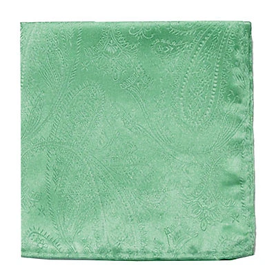 New Men's Polyester Woven pocket square hankie only aqua green paisley wedding - Image 1 of 2