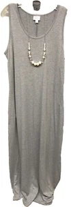 Neu mit Etikett Lularoe XL einfarbig meliert grau Dani weicher Strick langes Maxi Spaltenkleid - Bild 1 von 9