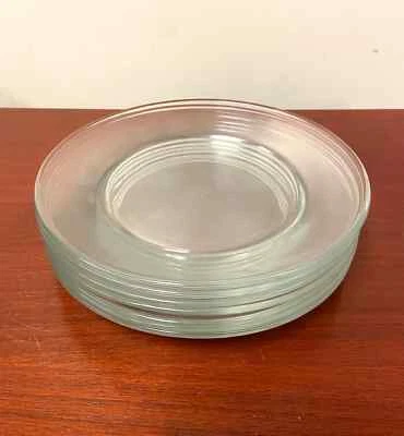 Lot of 7 Libbey Duratuff Glass Salad / Dessert Luncheon Plates - 8" Diameter - Image 1 of 4