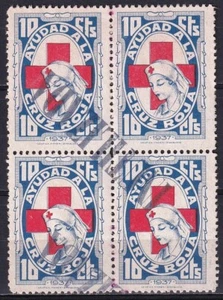 SCW Political Label Red Cross Allepuz #2222 (C) x 4 "Ayudad a la Cruz .." MNH VF - Picture 1 of 2