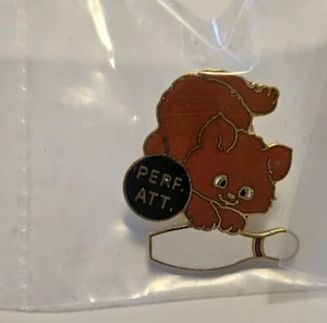 Bowling Perfect Attendance Pin Gold Tone Lapel Hat Pin Vintage NOS, Sealed  - Picture 1 of 4