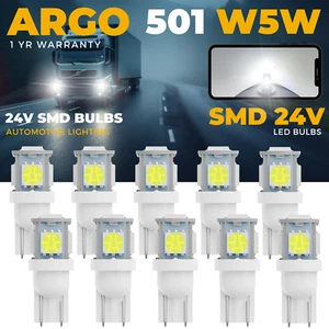 24v 501 Led Side Light 507 W5W 5 SMD White Hella Spot Capless Bulbs HGV Truck - Picture 1 of 91