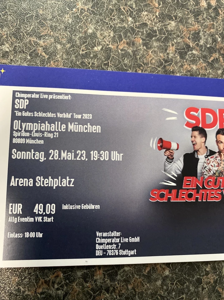 SDP München Ticket Konzertkarte | Arena Stehplatz | 28.05.2023 1 Karte - Bild 1 von 1