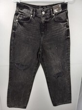 Express sz 2 Short Ripped Faded Black Straight High Rise Ankle Jeans NWT $98