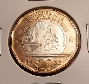 Mexico 20 Pesos 2021, Bicentennial of Mexican Navy 1821-2021. Marina-Armada - Picture 1 of 4