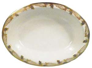 Lenox Essex Serving Bowl Oval Blue Gold Edge Cream Porcelain Smooth 0351-F - Picture 1 of 5