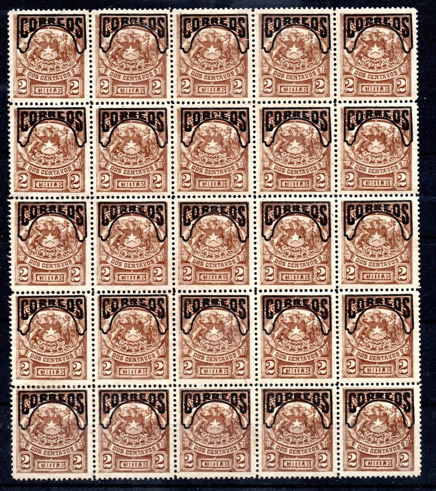CHILE, BLOCK,  25 SELLOS TELEGRAFOS, S/C CORREOS, HUEMUL CON COLA, MINT  (PM-01) - Image 1 of 2