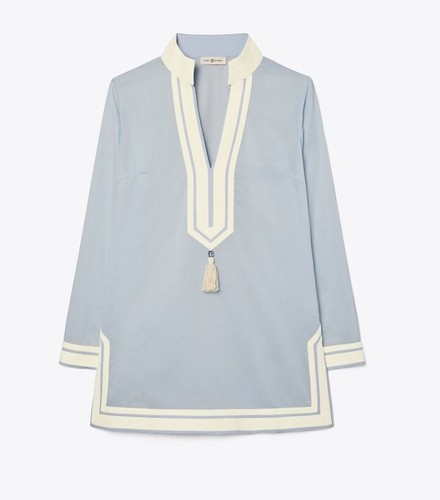 Tory Burch Tory Tunic XL Caftan Resort Swim Cover Up Blue nwt