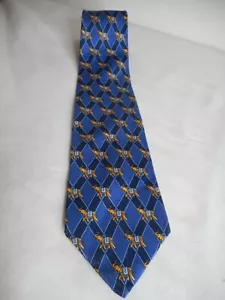 Brooks Brothers Makers Blue Yellow Elephants Animal Print 100% Silk Tie Necktie - Picture 1 of 3