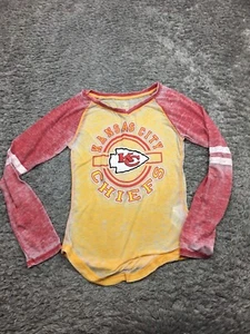 Kansas City Chiefs Shirt Girls Size Large (10-12) Yellow Red Long Sleeve Sheer - Picture 1 of 12