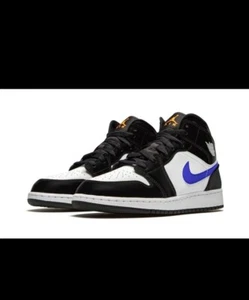 Nike Air Jordan 1 Mid (GS) Shoes Black Racer Blue White 554725-084 Size 6Y NEW - Picture 1 of 7