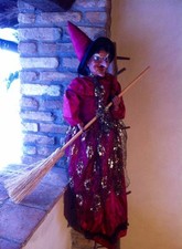 BEFANA GRANDE VINTAGE SEDUTA/IN PIEDI cm 130 scopa cm 95 EPIFANIA strega pupazzo