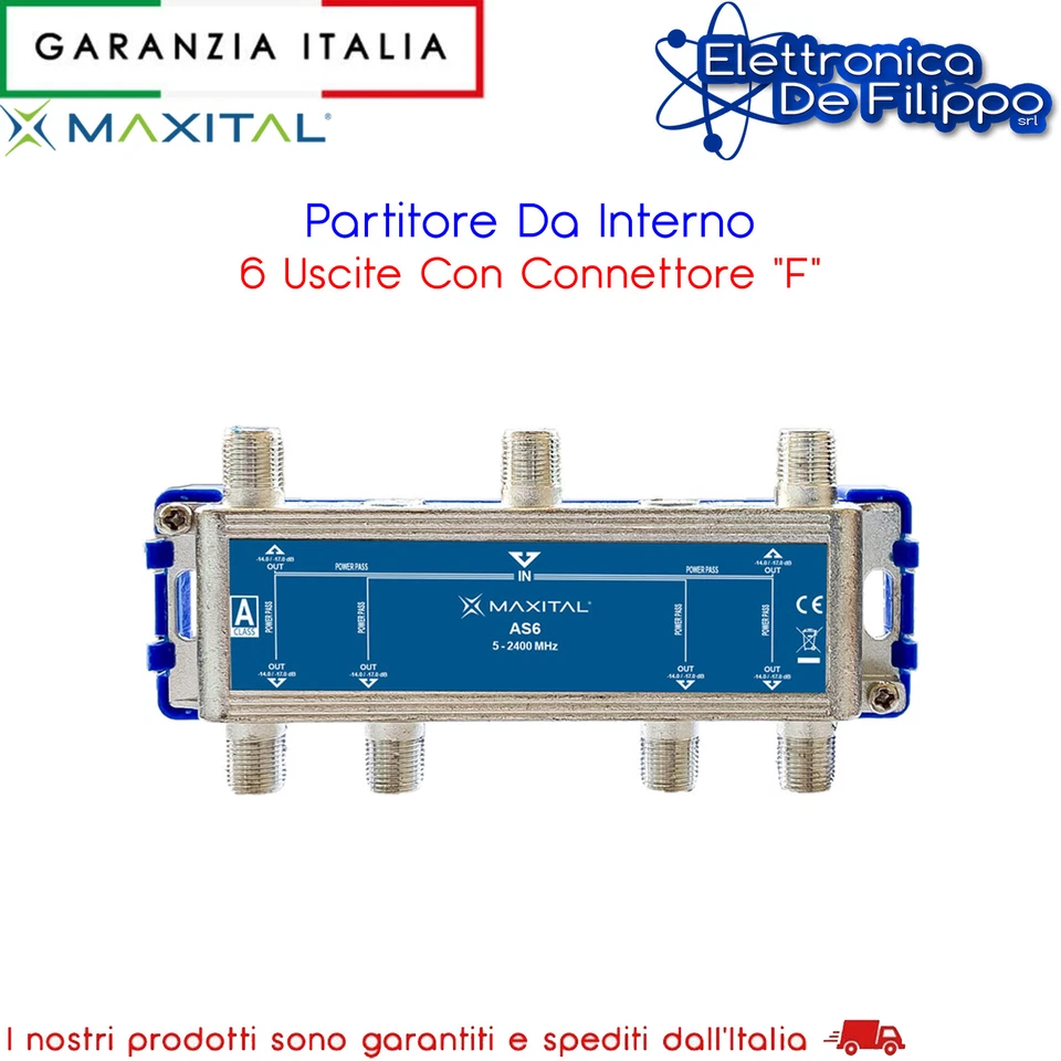 Maximal FTE As6 Partitore Antenna TV SAT 6 uscite divisore Segnale