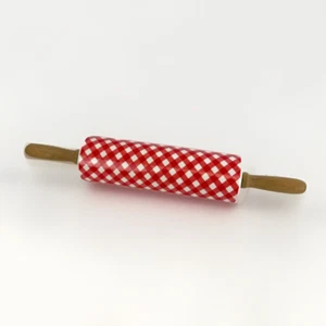 Pioneer Woman Ceramic 18" Rolling Pin Red & White Check Charming Gingham Retired - Picture 1 of 10