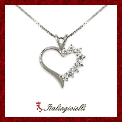 Seducente Collana Cuore in Argento 925 Rodiato Oro Bianco - Immagine 1 di 4