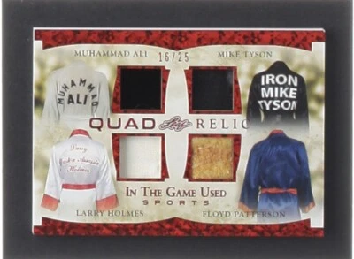 2022 Leaf In the Game Used Sports ALI, TYSON, HOLMES, PATTERSON Quad Relic 16/25 - Image 1 of 2