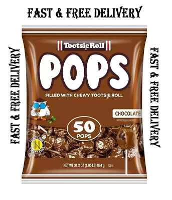 Tootsie Pops Chocolate Flavored Lollipops with Chocolatey Center 50 Count