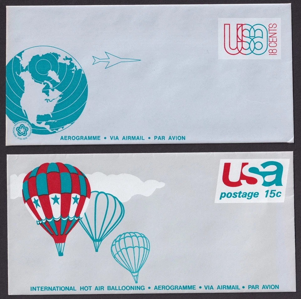 Scott #UC46 & UC48 Folded Stamped Entire Aerogramme - Image 1 of 1