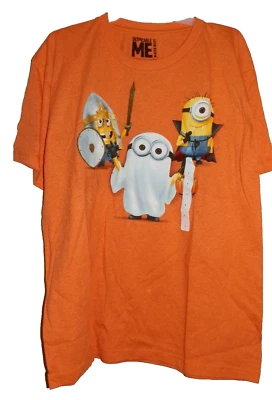 New Boys Large Minions Halloween T-Shirt Despicable Me Orange - Image 1 of 2