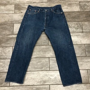 Levis Strauss Red Label 501 Mens Size 40x32 Denim Blue Jeans Button Fly - Picture 1 of 13