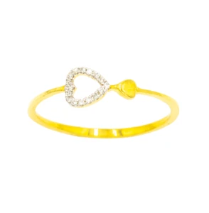 Heart ring 9k gold 0.7 gram Natural Diamond 0.05 carat ring size 7 - Picture 1 of 6