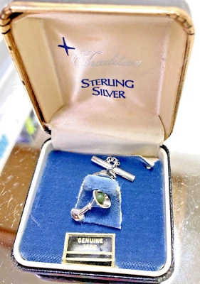 Винтажный Серебряный Мартини стекла галстук Tac нефрит оливковый Sears - Изображение 1 из 3