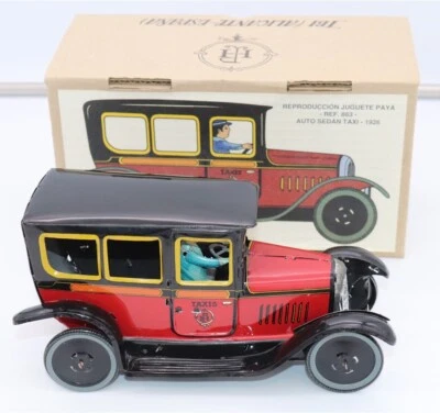 Coche TAXI vintage litografiado de hojalata cuerda PAYA España I-863 con conductor Foto 1 de 4