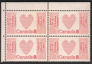 Canada #560 UL CB (Blank) "United Nations World Health Day" (1972) 8¢, XF, MNH - Picture 1 of 2