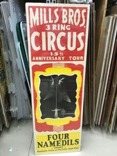 VINTAGE MILLS BROS. CIRCUS POSTER14" BY 41" FOUR NAMEDILS PERCH POLE 15TH TOUR