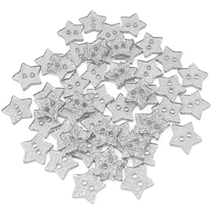 Silver 13mm Glitter Star Shape Resin Buttons Embellishments - Pack of 50 - Picture 1 of 5