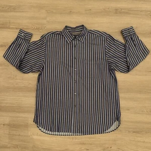 Daniel Cremieux Hemd mit Knopfleiste gestreift gefüttert Büro Business formell blau Gr. L - Bild 1 von 8