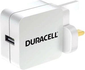 Duracell USB Mains Travel Charger 2.4 Amp Fast charger - UK 3 Pin - White - Picture 1 of 3